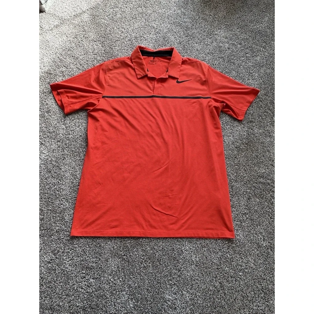 Nike Golf Standard Fit  Short Sleeve Mens Size Large Dri Fit Polo‎ Orange/Red